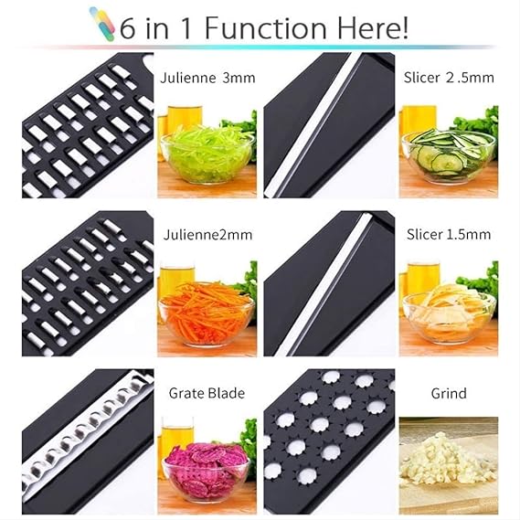 6 in 1 Mandoline Vegetable Slicer Cutter with Box