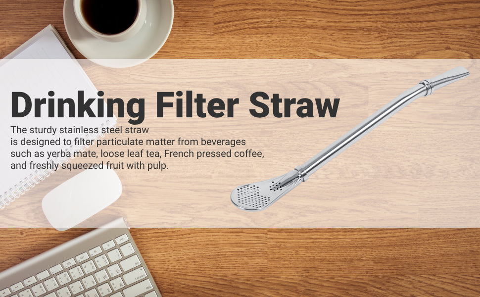 Reusable Stainless Steel Drinking Filter Straw Spoon