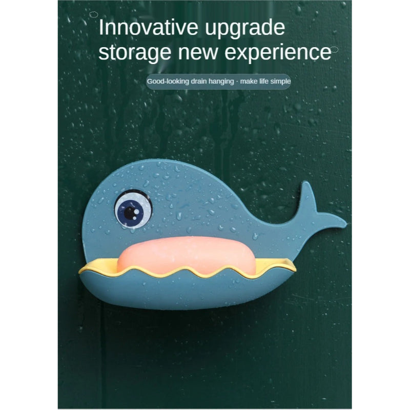 Fish-Shaped Double-Layer Adhesive Waterproof Soap Bar Holder