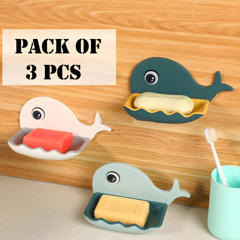 Fish-Shaped Double-Layer Adhesive Waterproof Soap Bar Holder