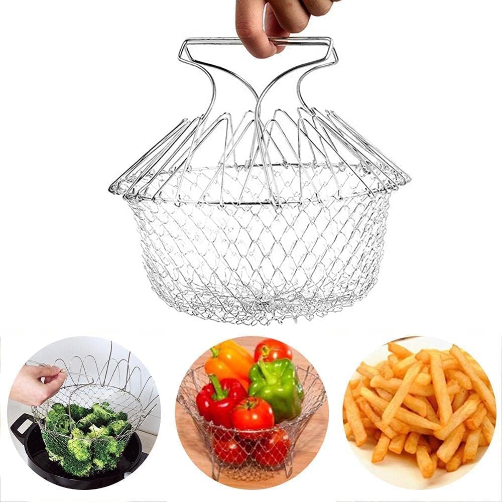 Stainless Steel Chef Foldable Basket Strainer