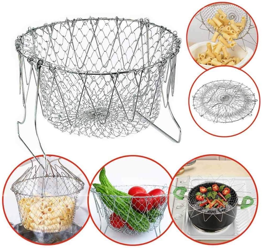 Stainless Steel Chef Foldable Basket Strainer