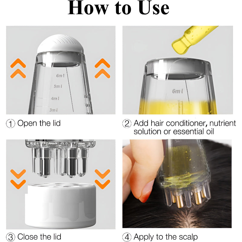 Scalp Applicator Comb with Ball Massage and Fluid Application